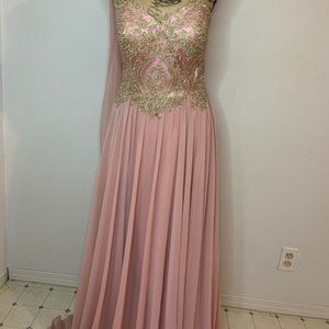 Rose Gold Formal dress w/ shawl